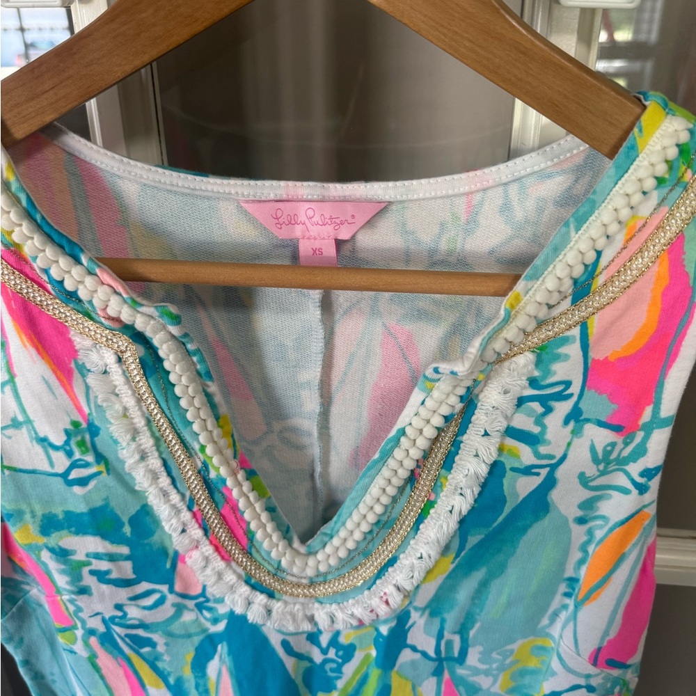 Lilly Pulitzer Harper Beach And Bae Sailboat French Terry Jersey Shift Dress XS - Picture 2 of 3